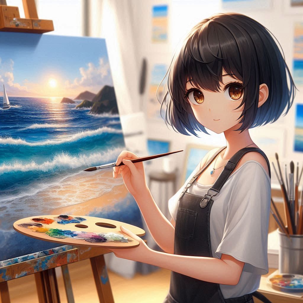 Painting the sea and beach