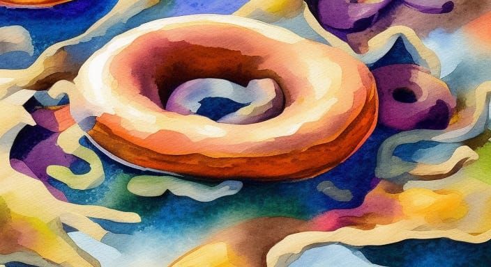 Donut :: watercolor art :: fine details