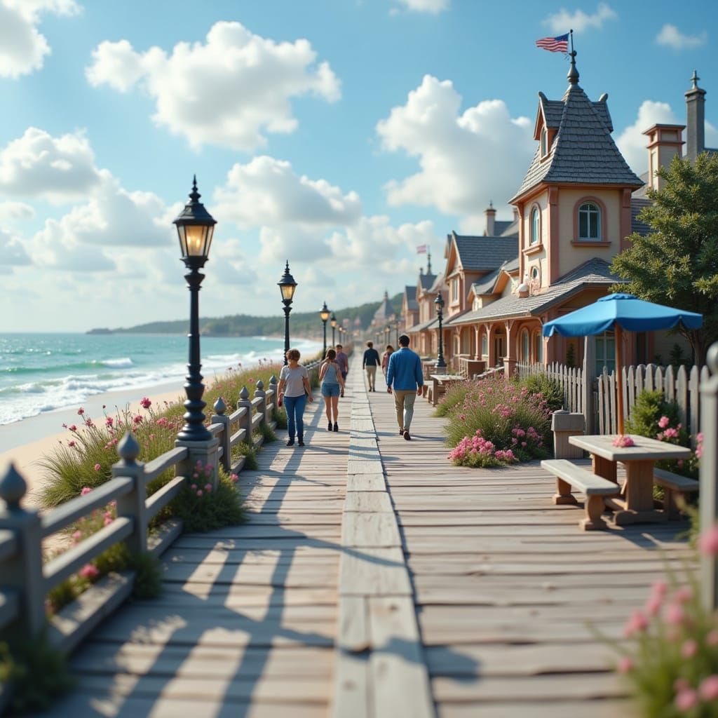 <lora:Diorama:1.0> A seaside boardwalk