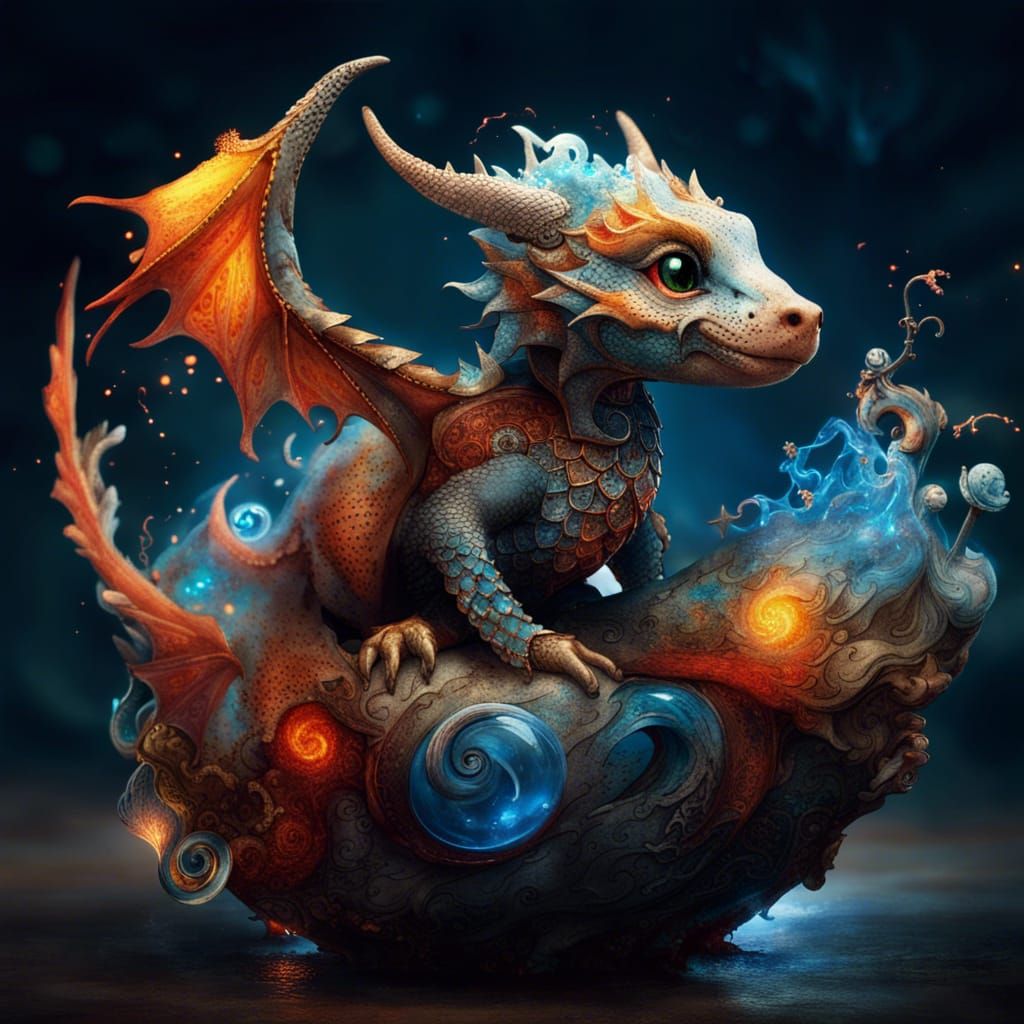 Elemental dragon #5 - the combi dragon  by @Tara