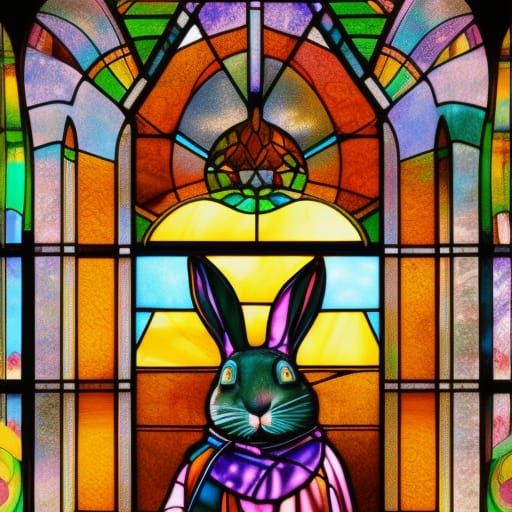 Vibrant Stained glass rabbit - AI Generated Artwork - NightCafe Creator