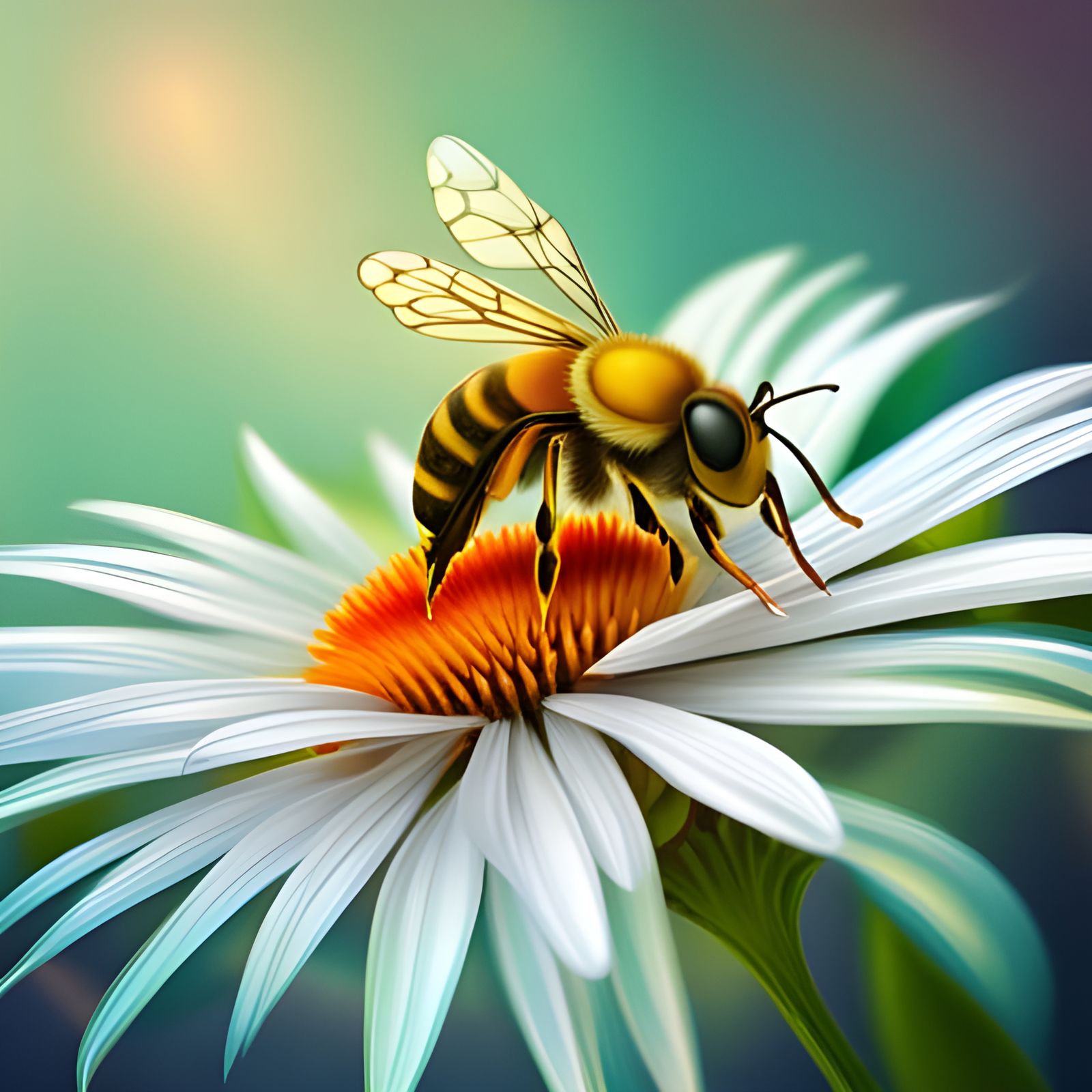 A bee on a daisy  by @Laevos