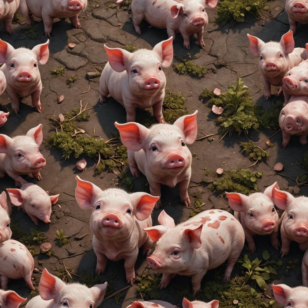 one cute baby piglet that is begging