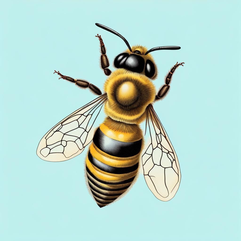 Scientific vintage drawing of a honeybee