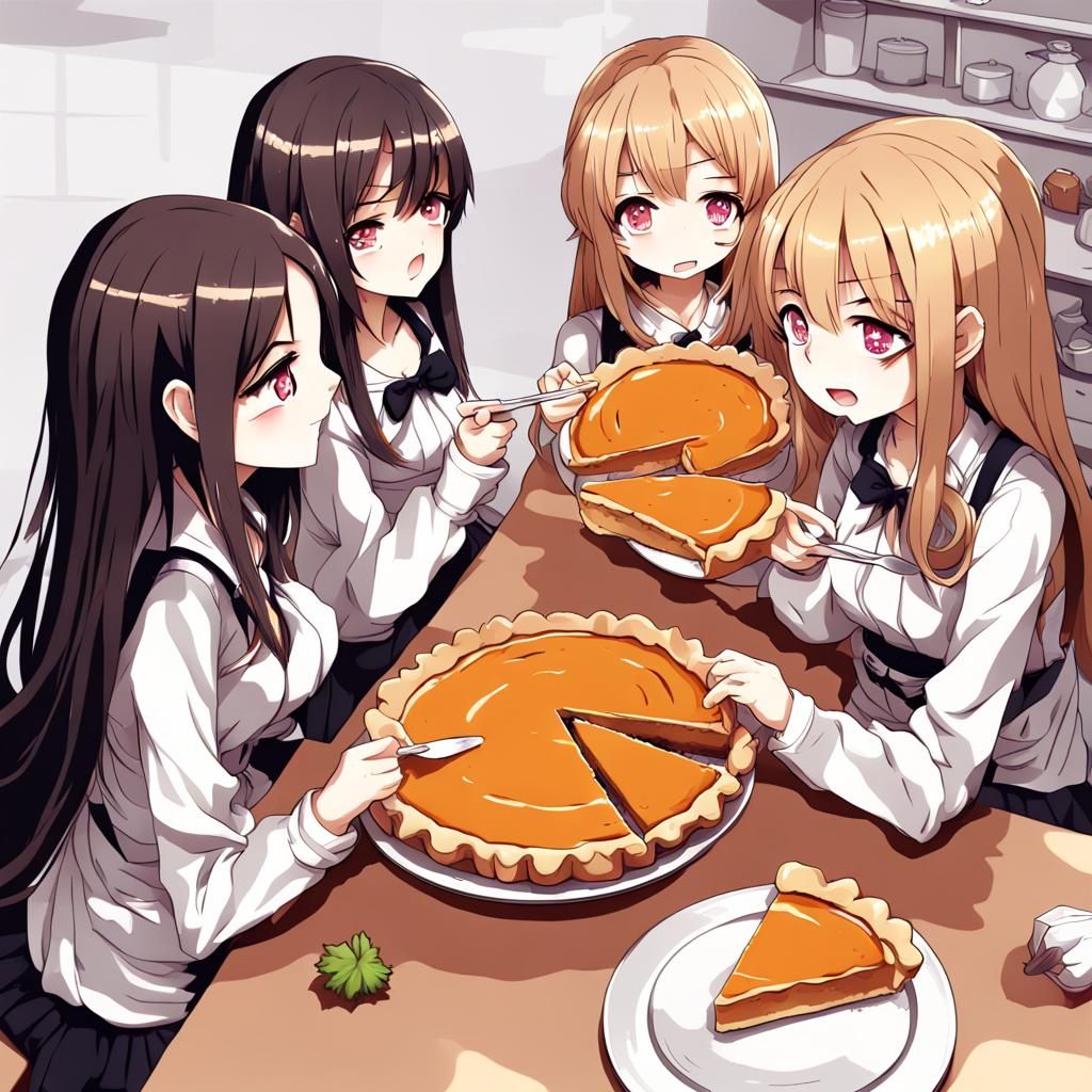 girls eating pumpkin pie