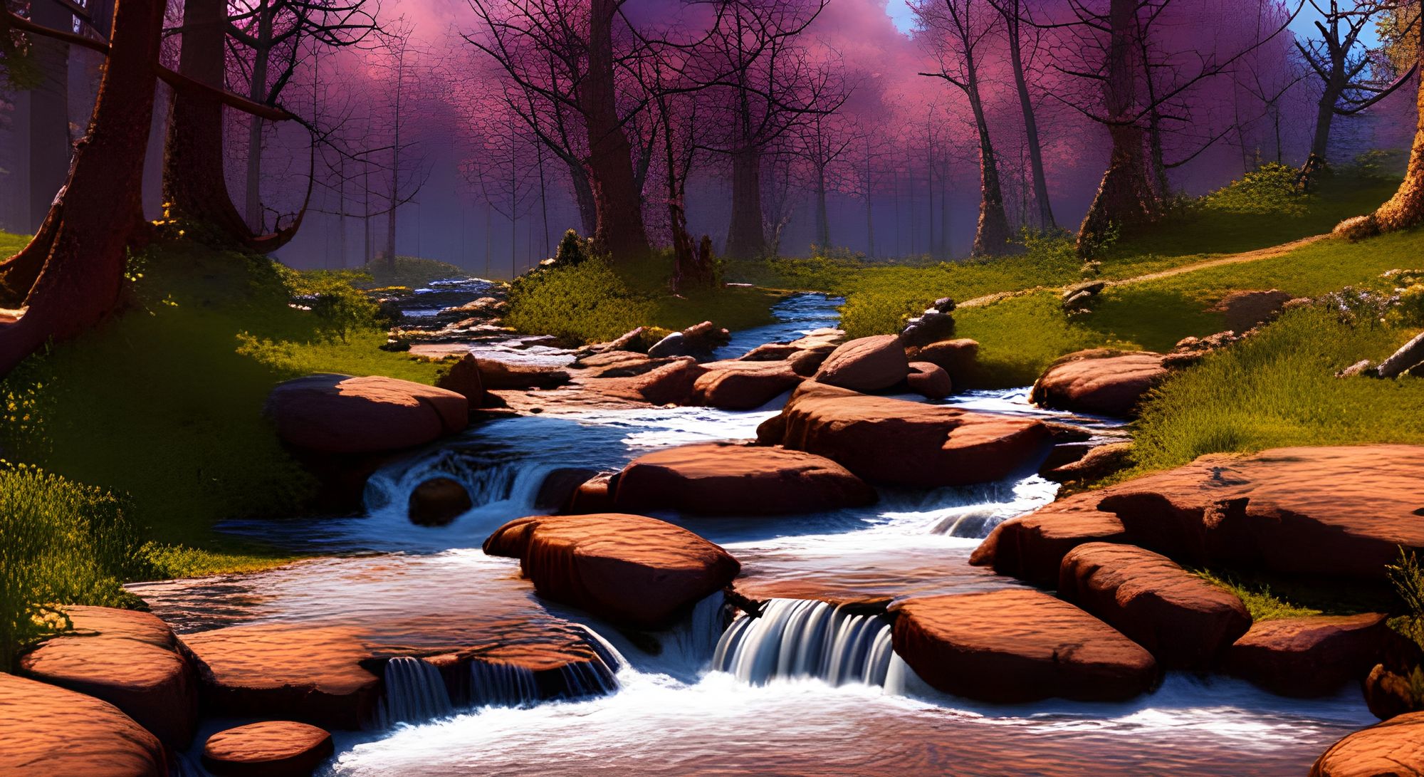 Early Spring Babbling Brook, 8k Resolution Concept Art By Albert ...