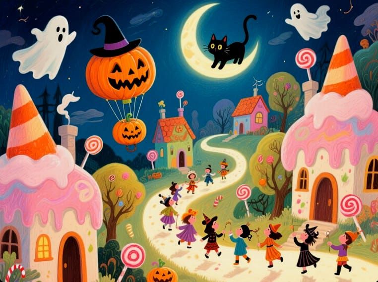 9/21/2025-Whimsical Surrealism Halloween Night Art By Archan...