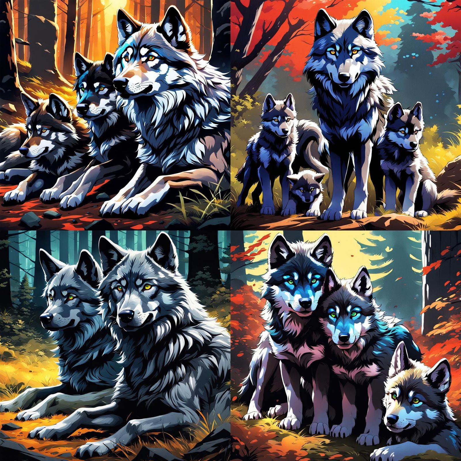 Lovely wolf family