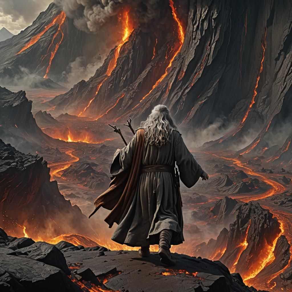 Gandalf marching into Mordor to cook a chicken 