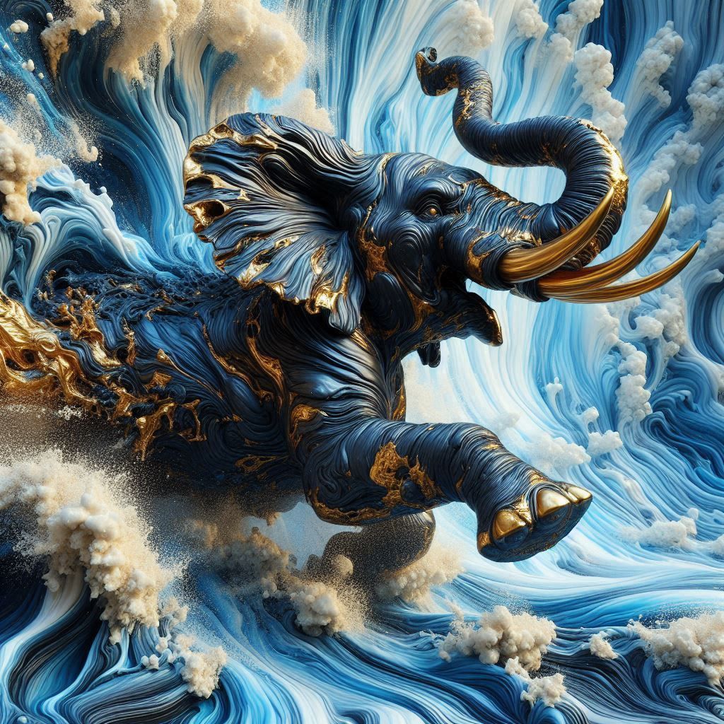 elephant in blue marble