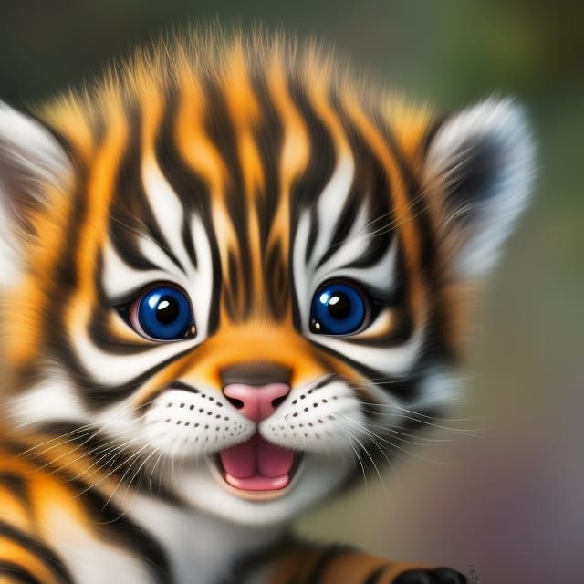 Premium AI Image  Affection tiger and baby Portrait