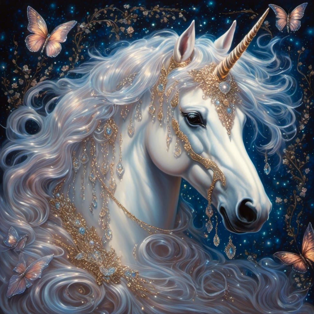 beautiful fairy unicorn <lora:SPARKLES:1.0> highly detailed, romantic, acrylic painting, 8k resolution concept art, elegant lighting, 3d sha...