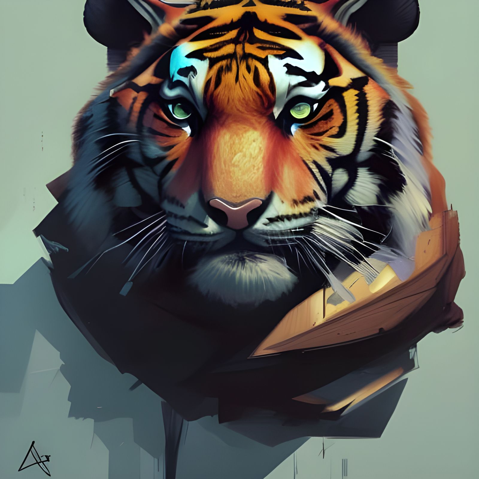 Tiger head and shoulders portrait, 8k resolution concept art...