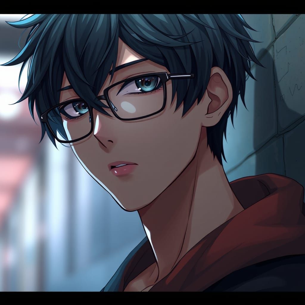 Loner with Glasses in 3D Anime Art Style