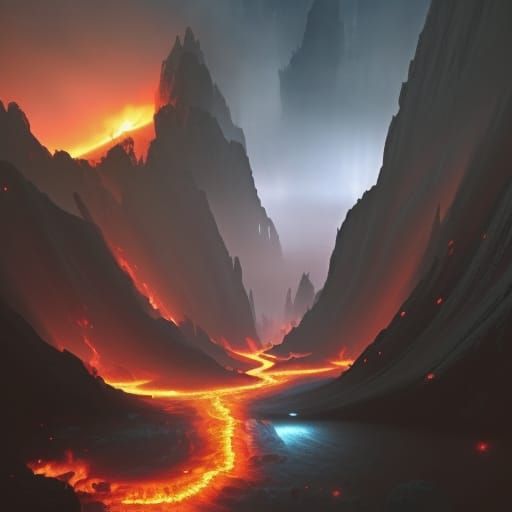 Fiery abyss into earth