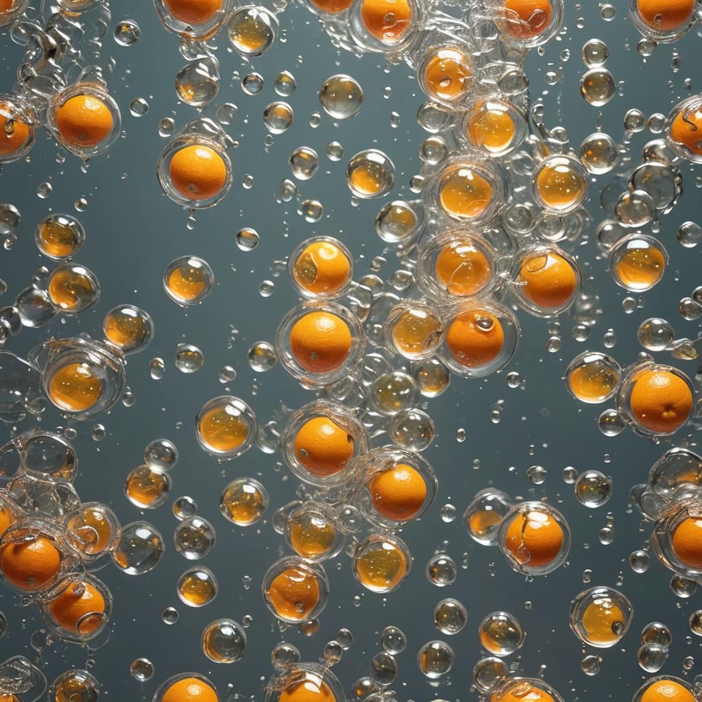 Photorealistic. transparent mandarin oranges little raindrop...