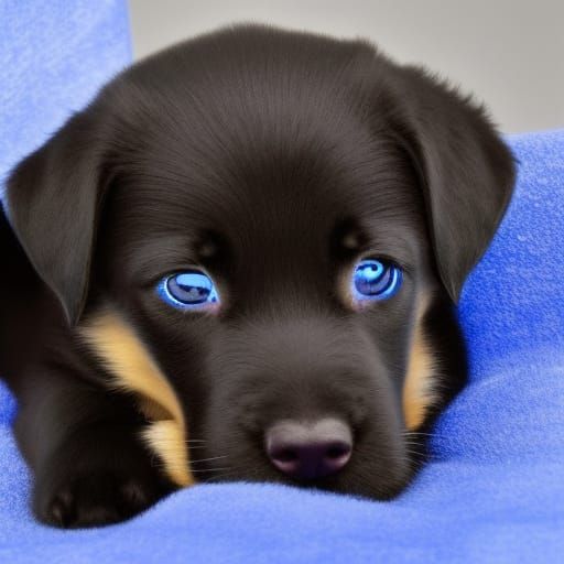 black puppy with blue eyes