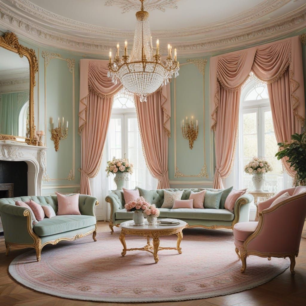 Classical, traditional, elegant home decor that has a castlecore theme, but still has pastel and pretty colouring. No hu...