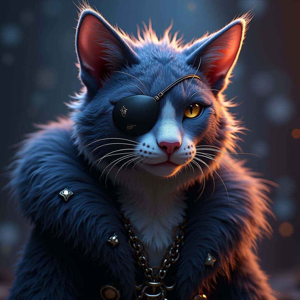 Majestic Feline Pirate Portrait in High-Fantasy Style