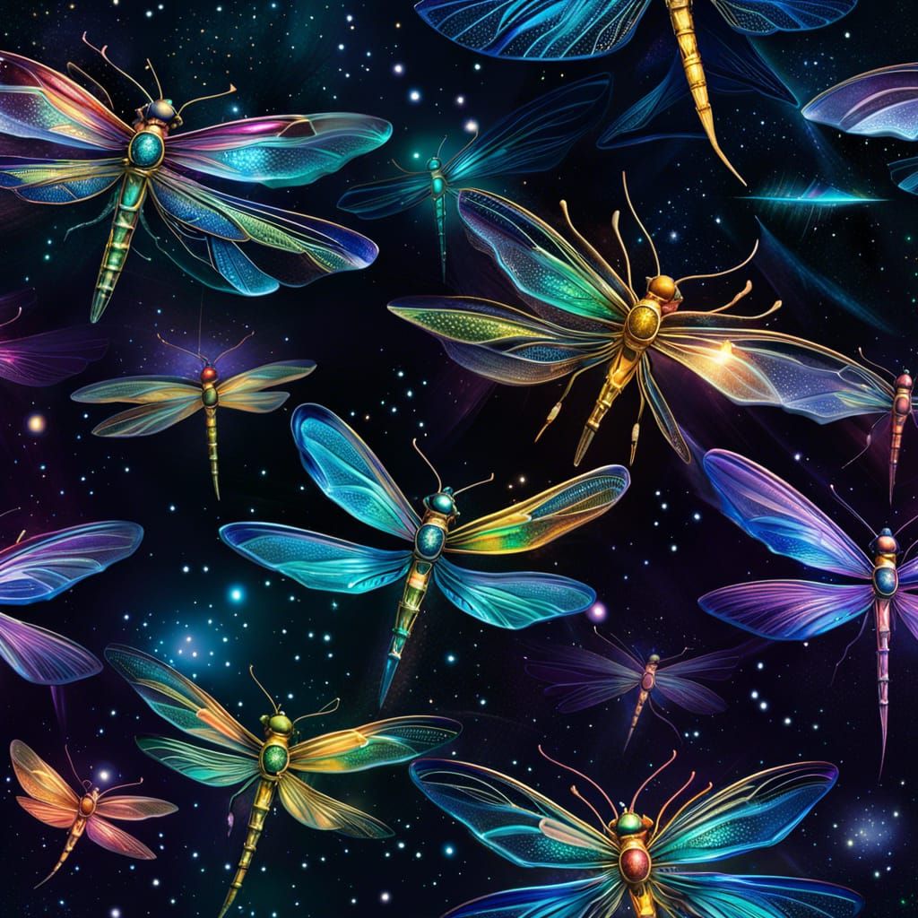 Dragonflies in the vast space