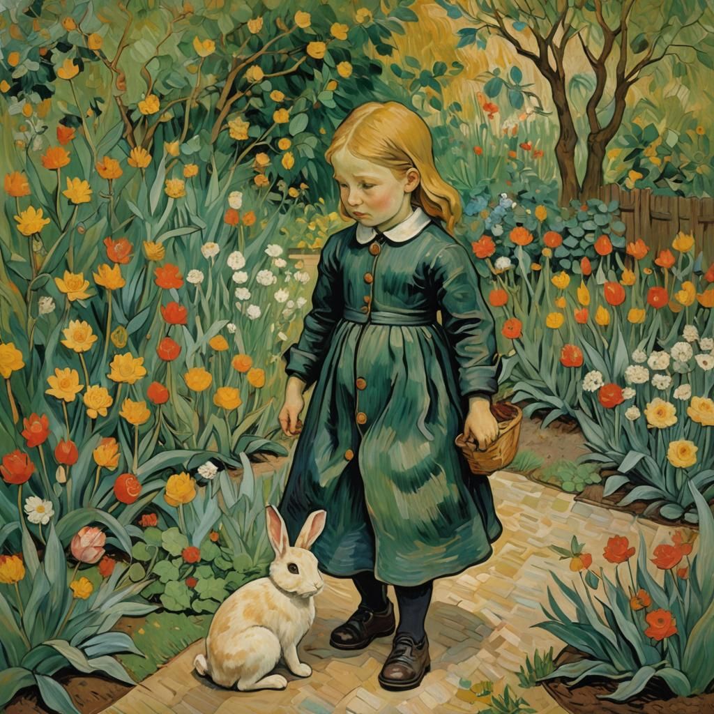 Child with rabbit