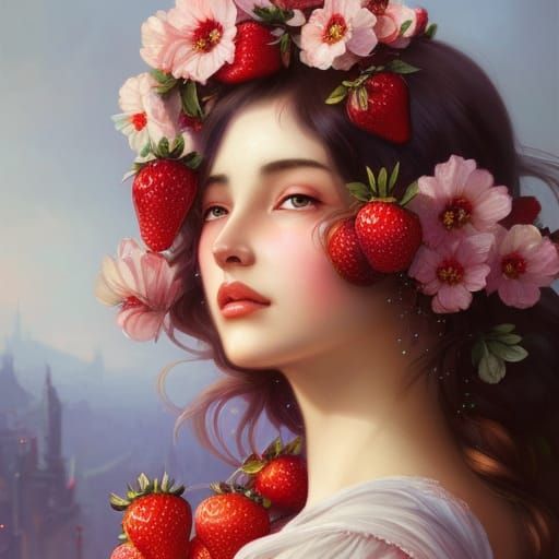 Strawberry Girl AI Generated Artwork NightCafe Creator