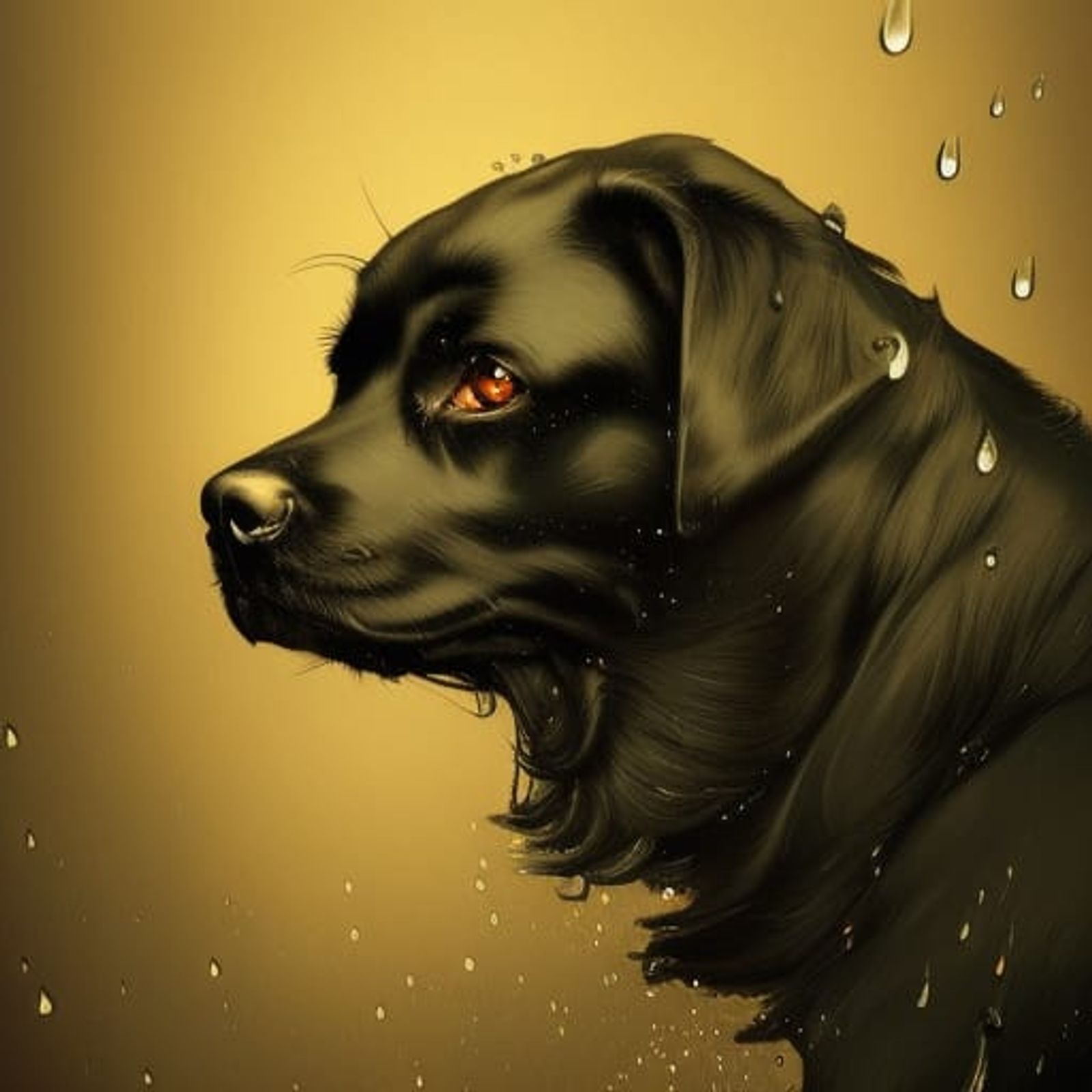 sad dark brown dog