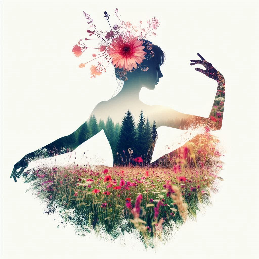 double exposure beautiful fantasy portrait landscape..