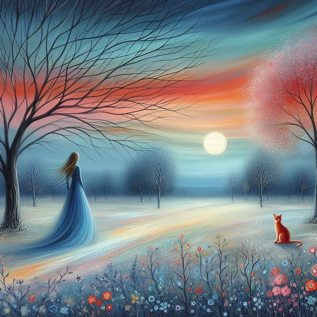 Blue Lady and the Cat