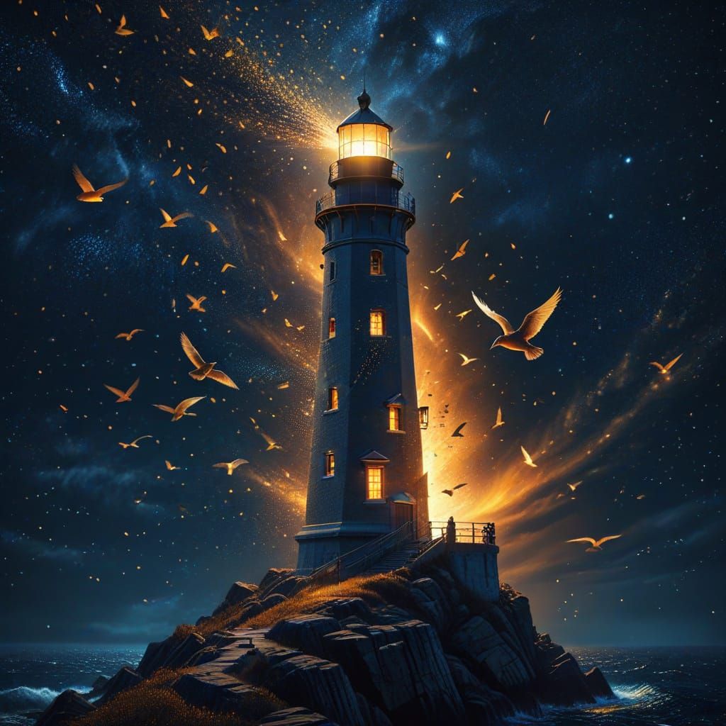Surreal ancient lighthouse   by @XII
