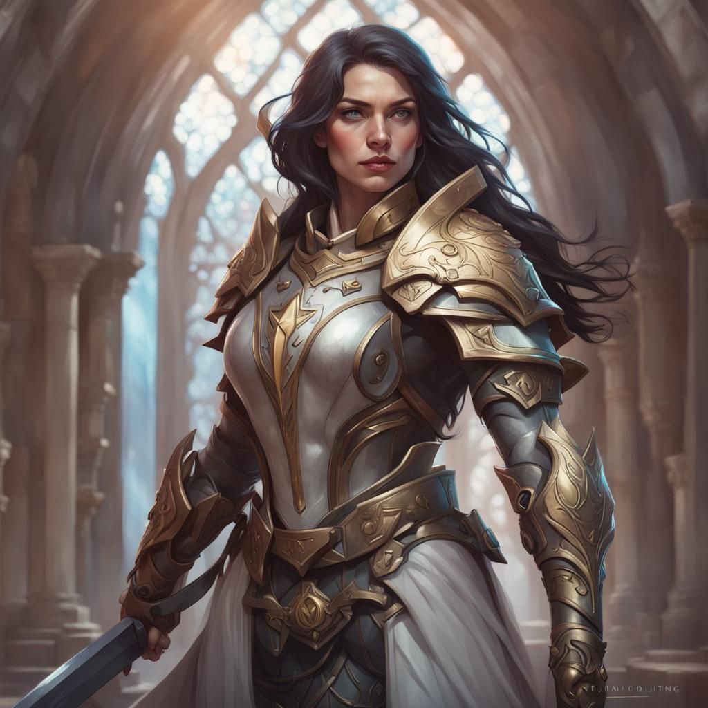 female human paladin with dark hair - AI Generated Artwork - NightCafe ...