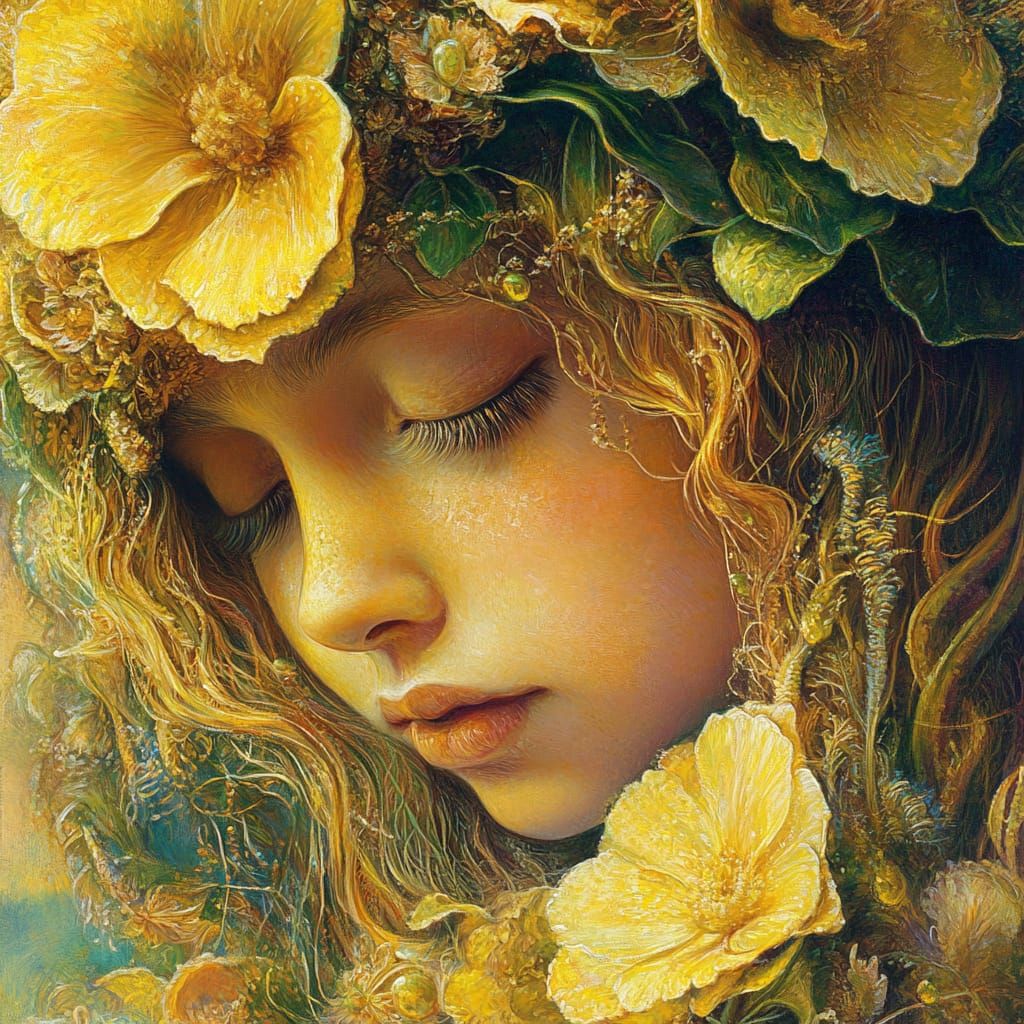 girl with yellow flowers