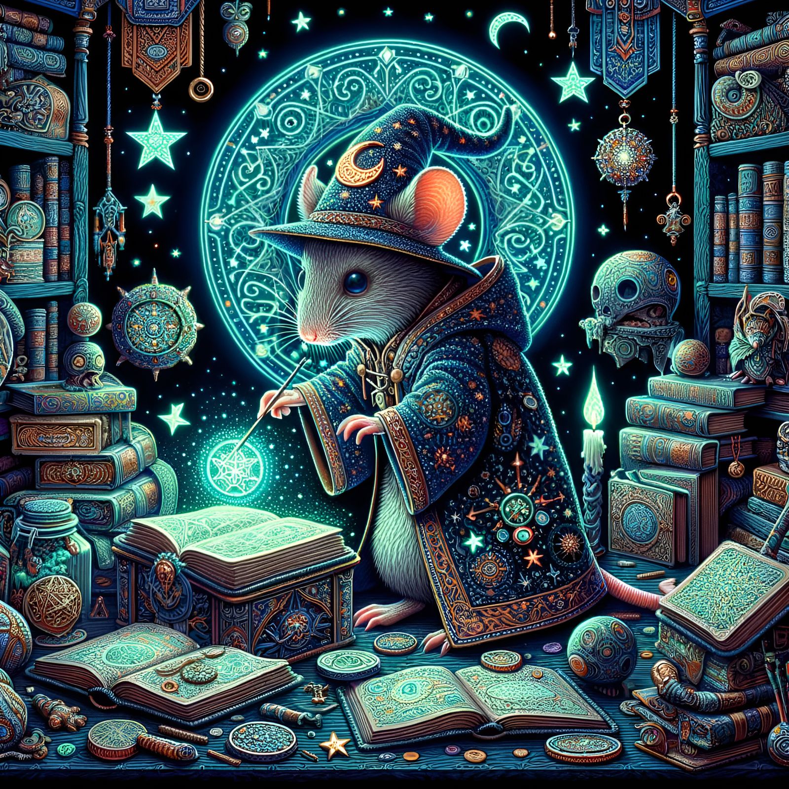 Mouse wizard in his wizard's tower  by @Taralie