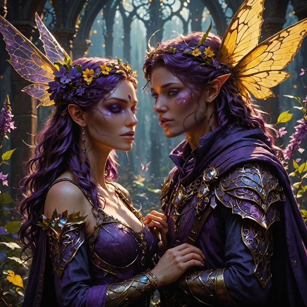 Enchanted Fae Encounter in Eerie Darkness