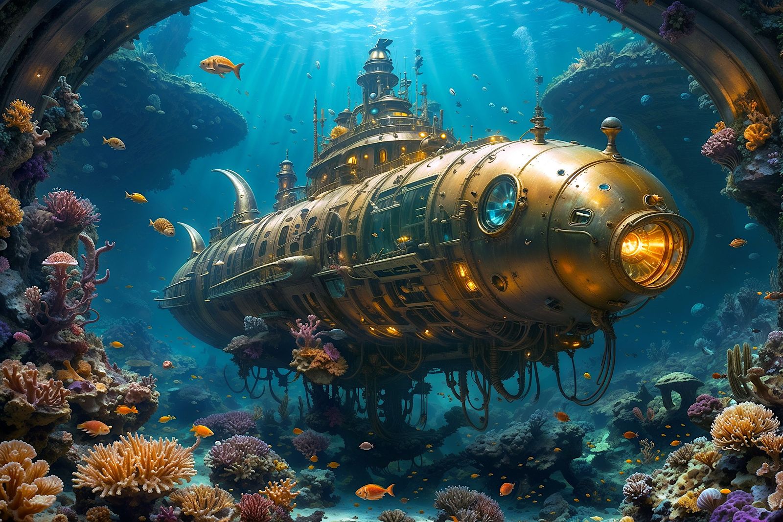 The Nautilus in its underwater hideout - Variations #25