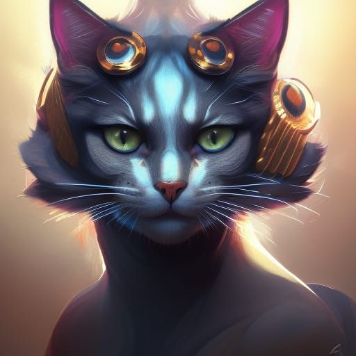 A cat pharaon head and shoulders portrait, 8k resolution concept art ...