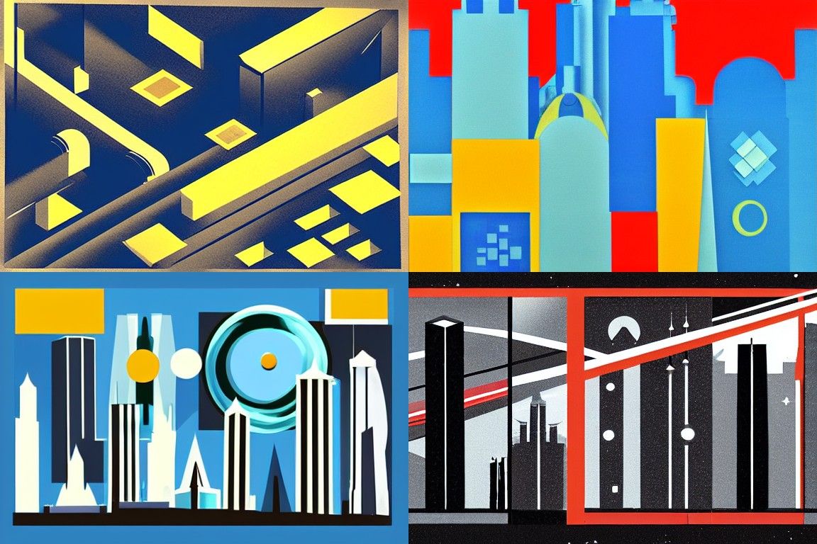 Sci-fi city in the style of Suprematism