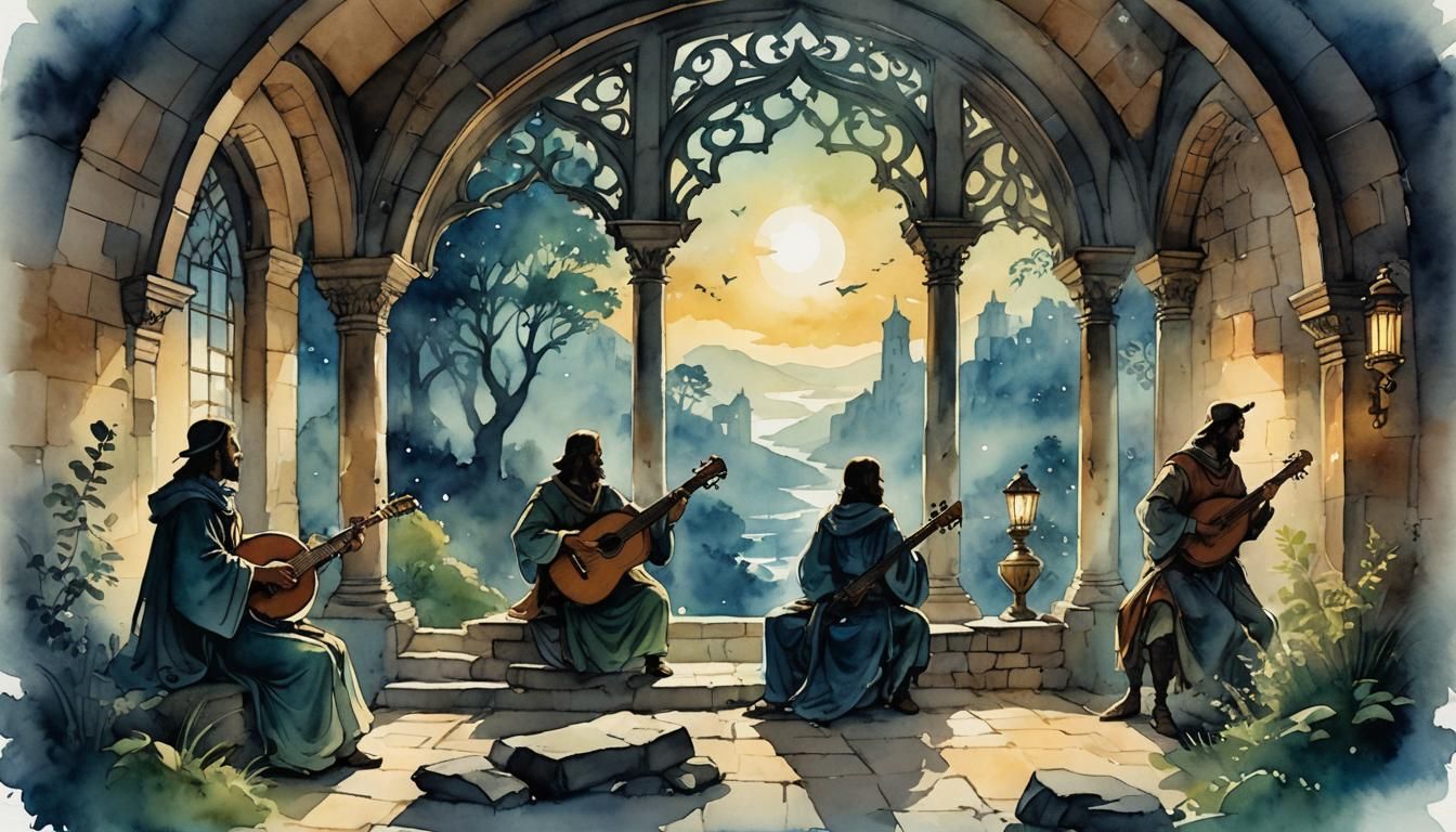 Illustration of Wanderers in that happy valley, Through two luminous