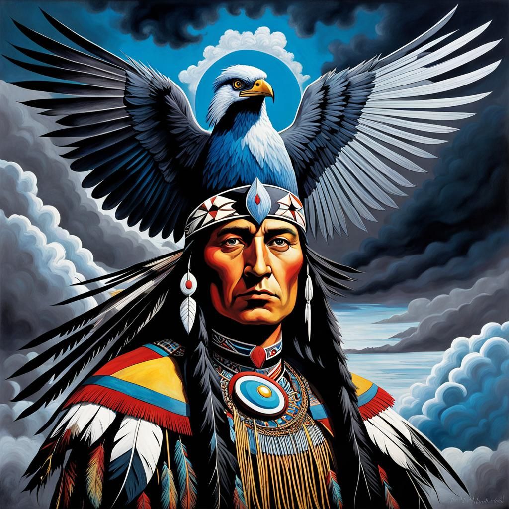Native American Thunderbird vision quest, Thunderbbird appea...