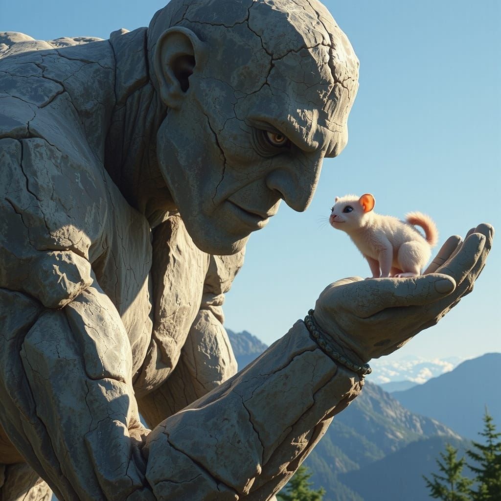 Rock Giant and his little friend, Fluffy  by @Staircase Flash