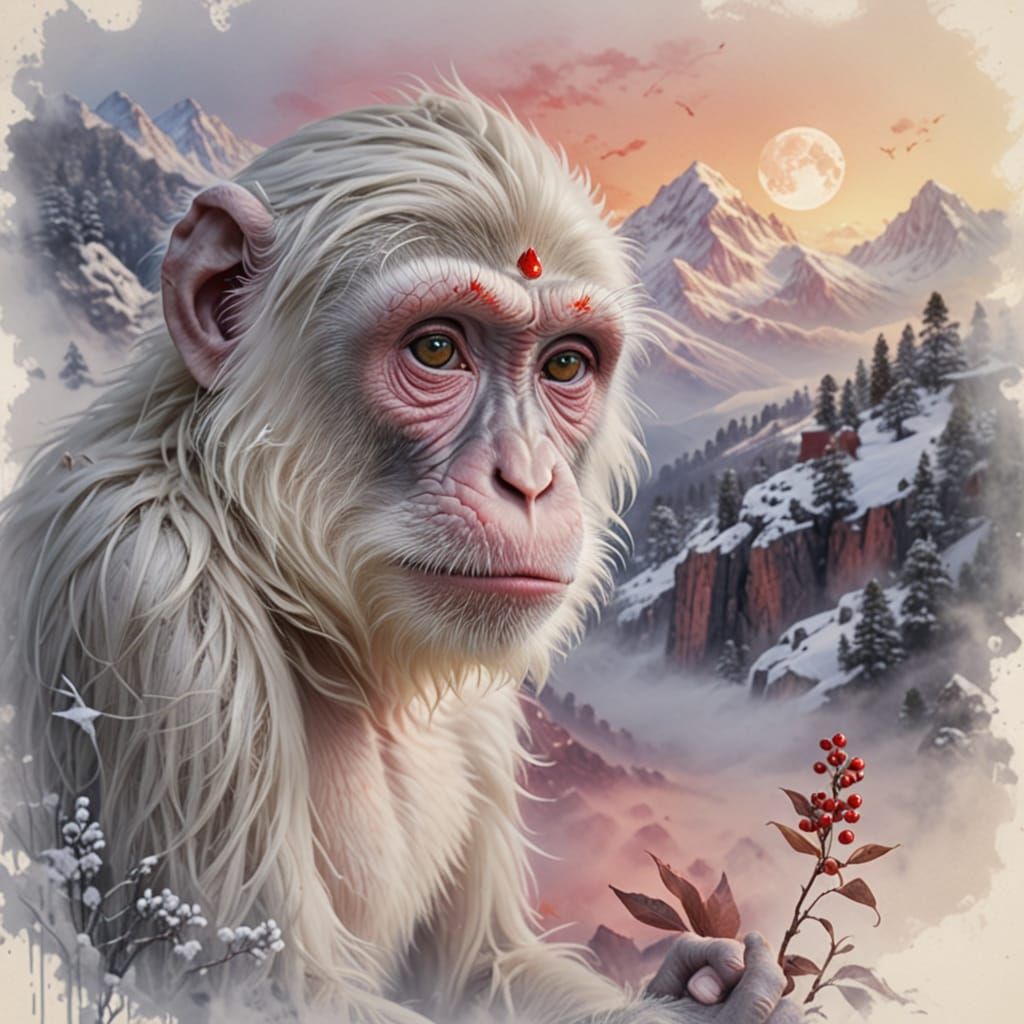 White Snow Monkey
