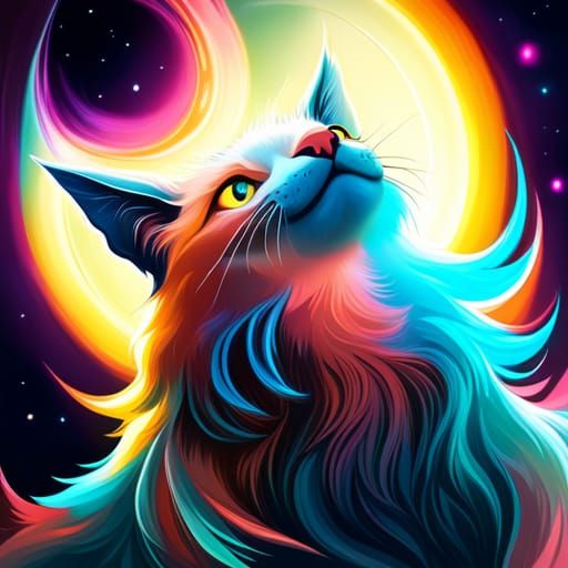 Galaxy cat, constellation, nebula head and shoulders portrai...