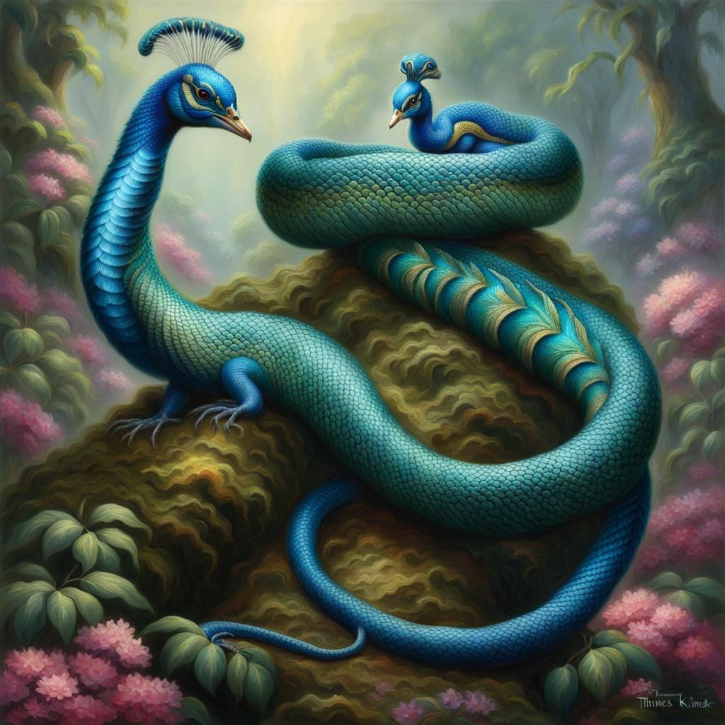 three headed peacock snake
