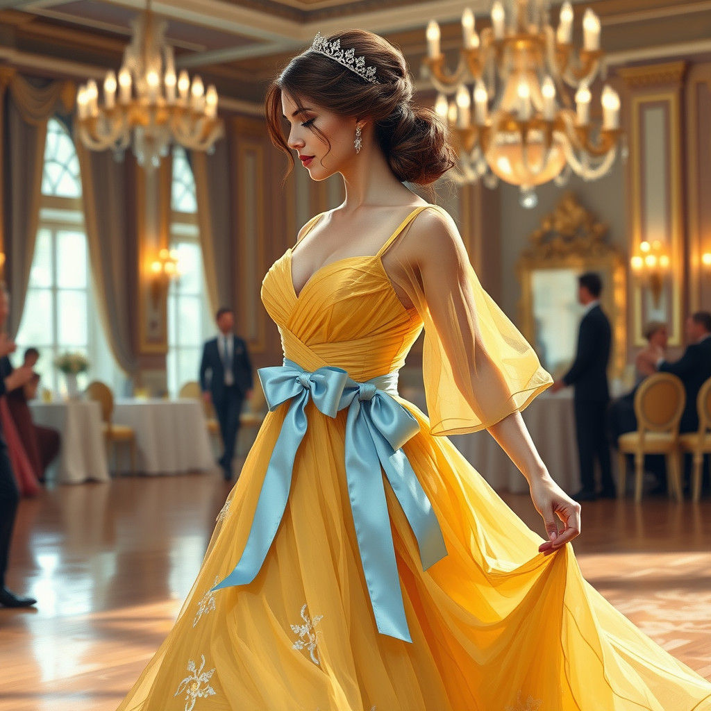 Elegant Ballroom Scene in Impressionist Style