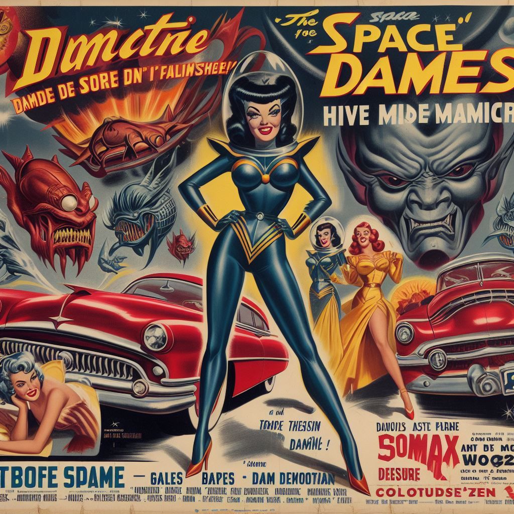Rare Promo Poster for "Space Dames" 1957