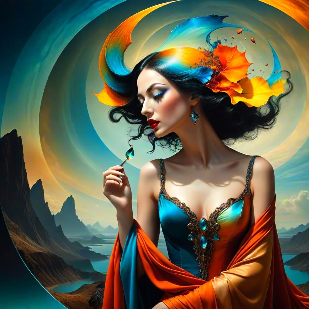 Surrealist Goddess in Volumetric Dreamscapes