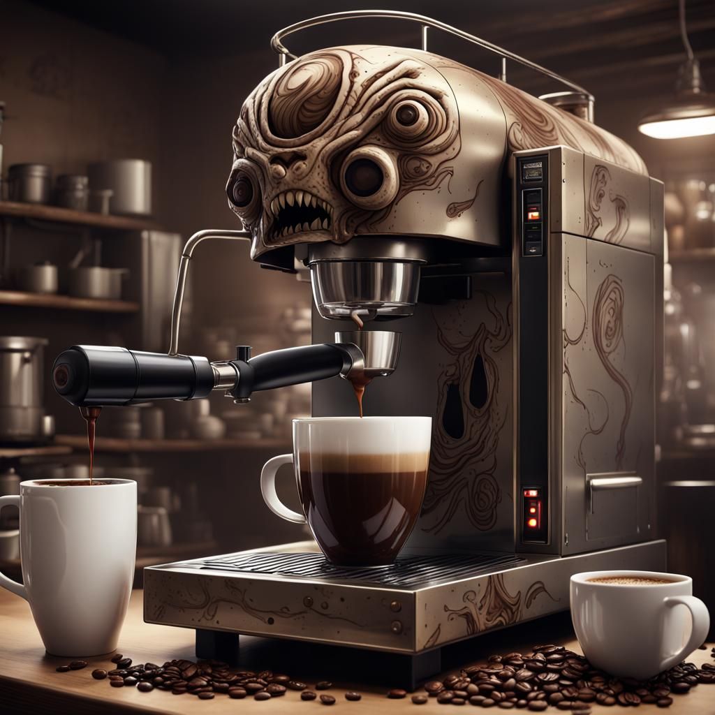 La cafetera monstruo - AI Generated Artwork - NightCafe Creator