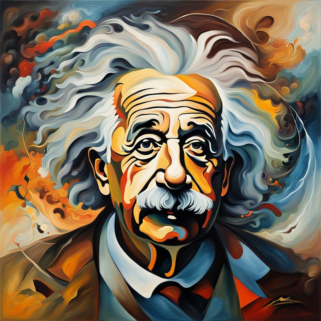 An exceptional oil painting that masterfully captures Albert...