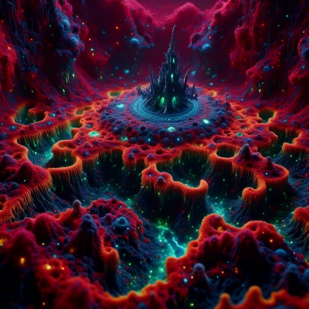 <lora:Psynanigans:1.0> Alien landscape, triadic colors 