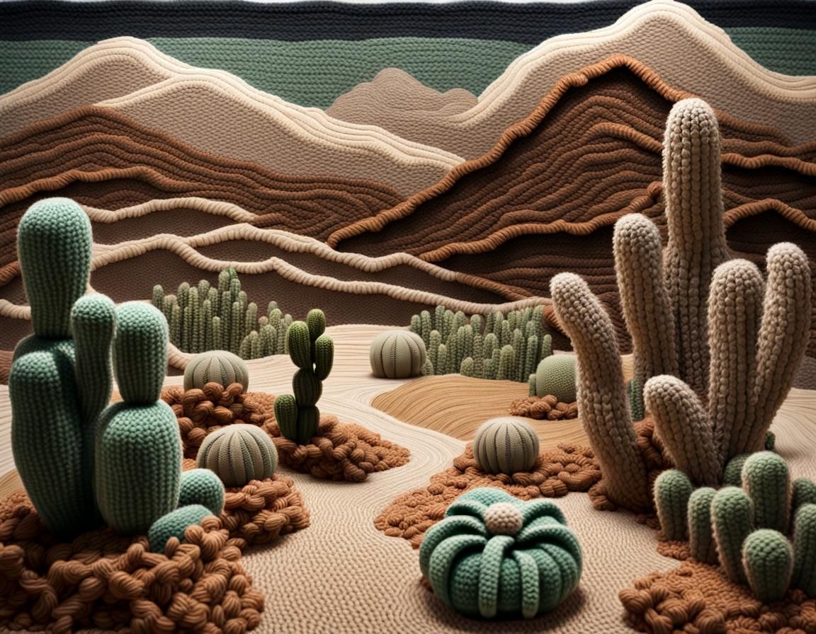 Crocheted Desert Scene  by @Jacksgl